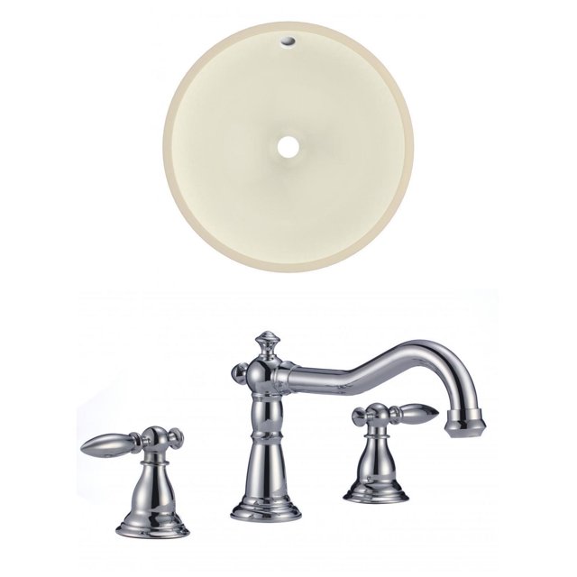 16-in. W Round Bathroom Undermount Sink Set In Biscuit - Chrome Hardware AI-22863
