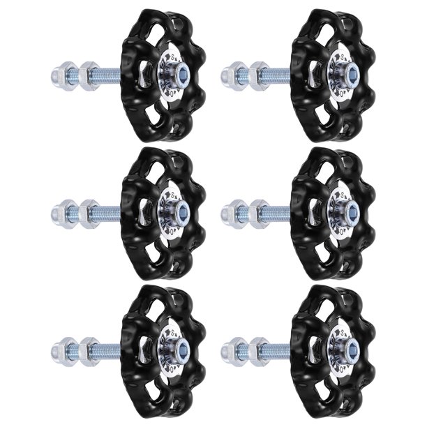 6 Pcs Tiradores de Gabinete Vintage, Diseño de Válvula Estilo Industrial para Tiradores de Cajones, Tiradores de Hierro con Tornillo para Puertas de Cajón, Armario, Gabinete, Armario, Negro