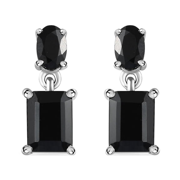 Black Spinel Earrings Studs - Gemstone Dangle Drop Earrings for Women - Stainless Steel Birthstone Jewelry Birthday Christmas Gifts for Her