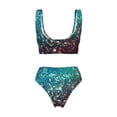 thumbnail image 2 of Honeii Colorful Rainbow Glitter Print Women’s Bikini Set,Two Piece Swimsuit Bathing Suits,Stylish High Elasticity Swimwear for Beach and Pool, 2 of 7