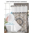 thumbnail image 4 of No Hook Cloth Fabric Shower Curtain with Snap in Liner, Brown Boho Waterproof Shower Curtains Set with See Through Top Window, Southwest Aztec Abstract Motifs Florals Bath Curtains Shower 72"x96", 4 of 6