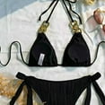 thumbnail image 6 of MGDXOX Bikinis Sets for Women Tie Side Swim Suits Push Up Padded Triangle Top with Cheeky Bottoms for Vacation Beach Black S, 6 of 6