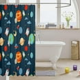 thumbnail image 3 of Outer Space Shower Curtain Kids Cartoon Astronaut Rocket Bathroom Shower Curtain Set for Boys Girls Space Rocket Bath Curtain Moon Stars Universe Planets Waterproof Curtains Room Decor 72x72 Inch, 3 of 6