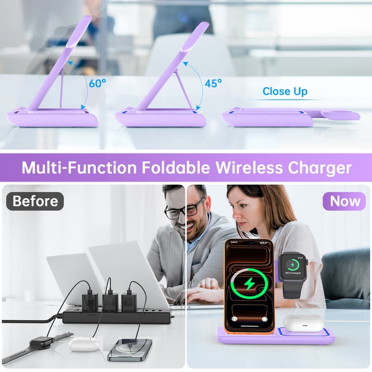 Cshidworld 3-in-1 Wireless Charging Station, Purple photo 6
