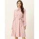 thumbnail image 2 of Vestido con cinturón y estampado floral vintage de manga larga gasa con cuello anudado para mujer Rosas S Allegra K, 2 of 5