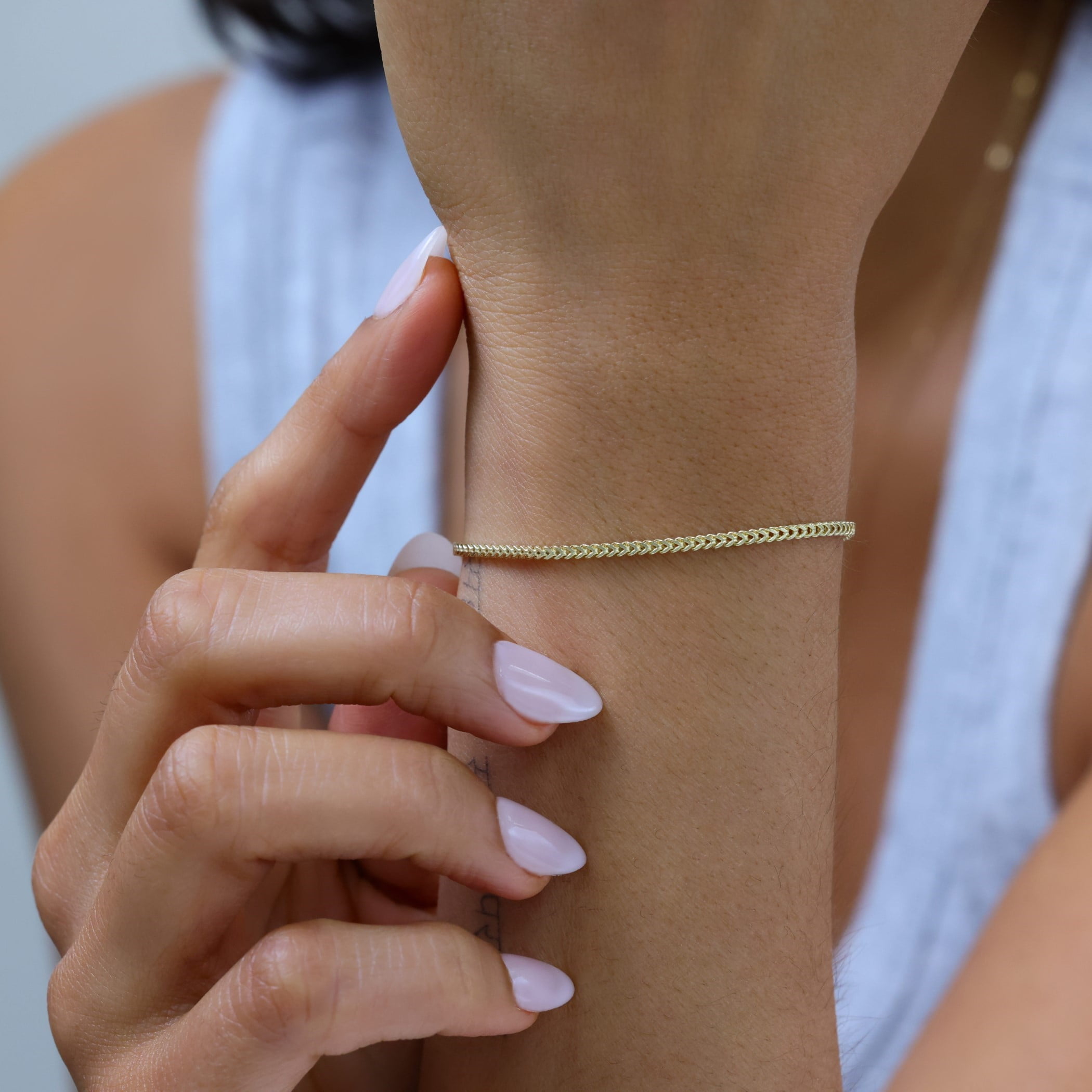 Nuragold 10k Real Yellow Gold Franco Square 2mm Box Chain Wheat Chain Bracelet or Anklet (7"-9") Dainty Italian Jewelry for Men & Women
