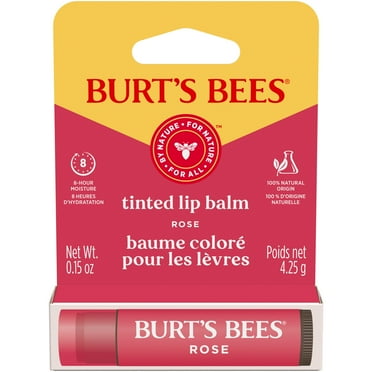 Burt's Bees Rose Tinted Lip Balm, 1-Pack, 0.15 oz.