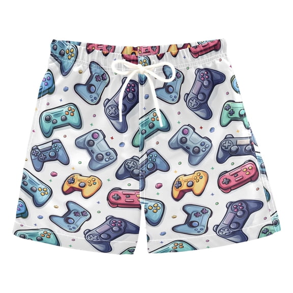 joogoo Boy Swim Trunks Cartoon Game Controller Bathing Beach Board Shorts M
