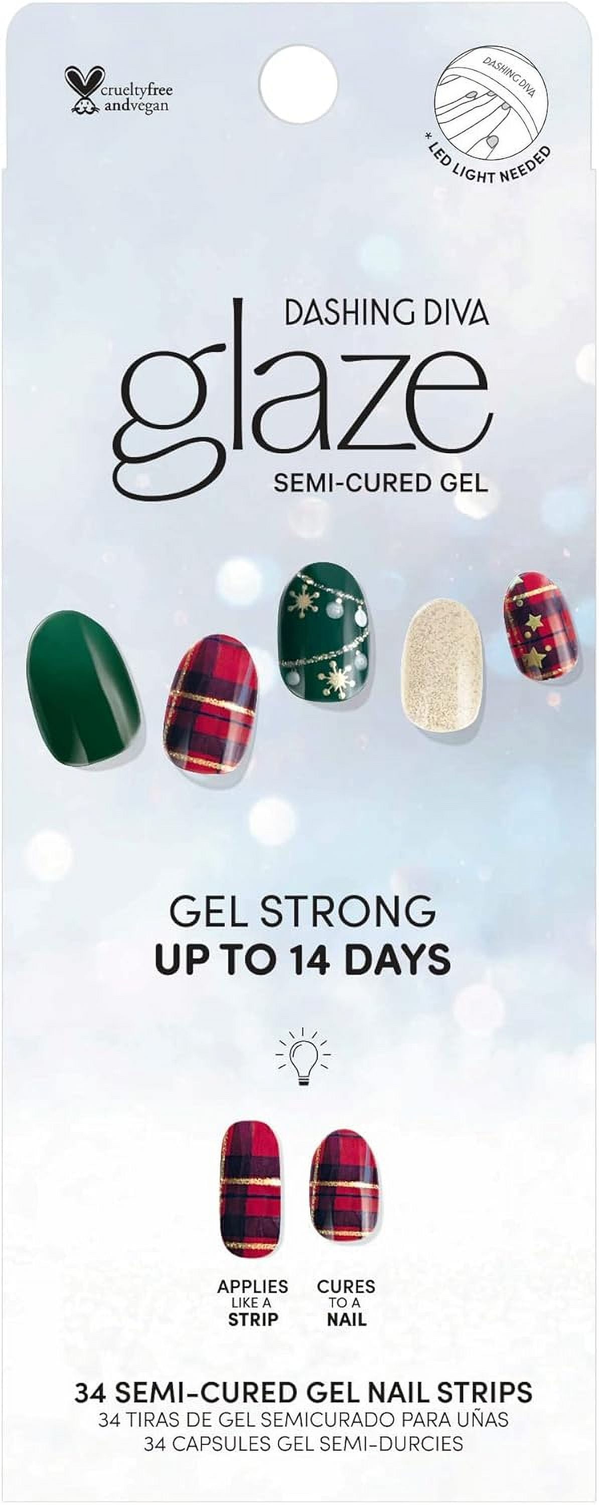 Dashing Diva Glaze Holiday Nail Strips – Victorian Plaid | Semi-Cured Gel Nail Wraps | LED Lamp Compatible | Long-Lasting, Chip-Resistant | 34 Count
