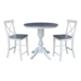 thumbnail image 4 of 36 in Wood Counter Height Dining Table with 2 Stools in White/Heather Gray, 4 of 4