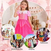 Jurebecia Princess Dress up Clothes for Girls Princess Costume Toddler Kids Birthday Fancy Party Halloween 3-4 Years