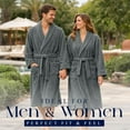 thumbnail image 3 of Dan River Bathrobe for Men and Women One Size Lightweight Cotton Terry Cloth Robe - Gray, 3 of 10
