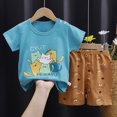 thumbnail image 4 of TOWED22 Infant Baby Boy Clothes 2 Pieces Crewneck Short Sleeve Round Neck Top T-Shirt Truck Graphic Pocket Cargo Shorts Outfits(Brown,3-4 Y), 4 of 4