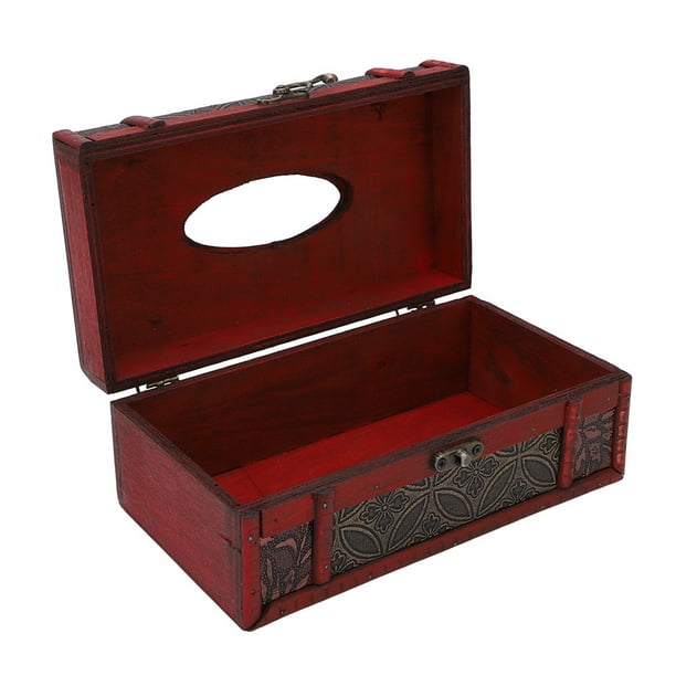 Tissue Box Holder, Space Saving Retro Appearance Antique Wooden Tissue