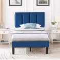thumbnail image 1 of VECELO Twin/Full/Queen Upholstered Bed Frame with Adjustable Headboard, No Box Spring Needed/Easy Assembly, Dark Blue, 1 of 7