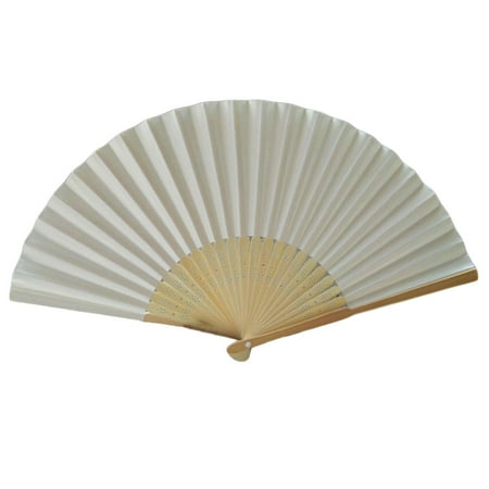 

Wepro Pattern Folding Dance Wedding Party Lace Silk Folding Hand Held Solid Color Fan