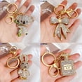thumbnail image 2 of Llaveros de moda con lazo de Koala para mujer y niña, llaveros con diamantes de imitación brillantes, Cartera de bolso, adorno colgante, regalos, 2 of 4