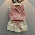 thumbnail image 5 of LMTODLFG Baby Girl Clothes Toddler Kids Baby Girls Floral Bowknot Vest T-Shirt+Shorts Outfits Clothes Set Matching Set Pink 4-5 Years, 5 of 7