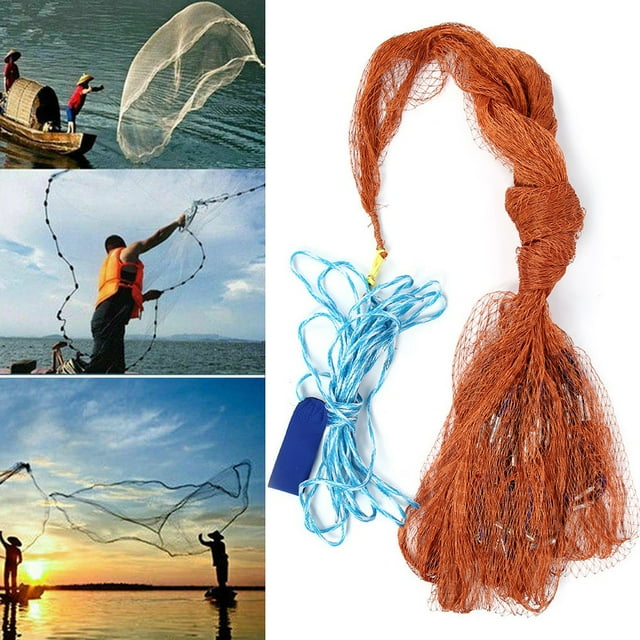 Rdeghly Fishing Accessories,Fishing Net,Automatic Fishing Net Cast Net for Bait Trap Outdoor Fish Throw Mesh with Steel Pendant