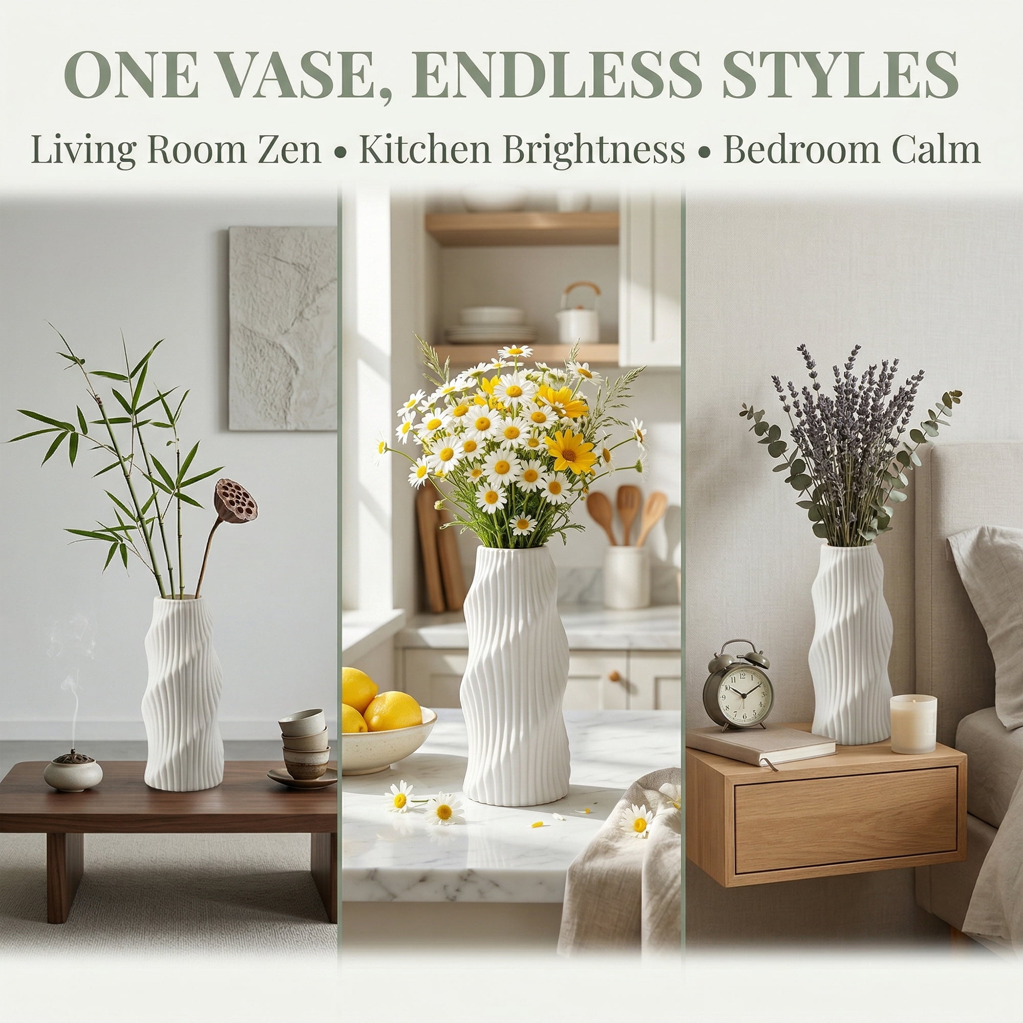 Unique Bargains Unbreakable Plastic Geometric Flower Vase for Modern Home Decor White 3.6"L x 3.6"W x 8.1"H