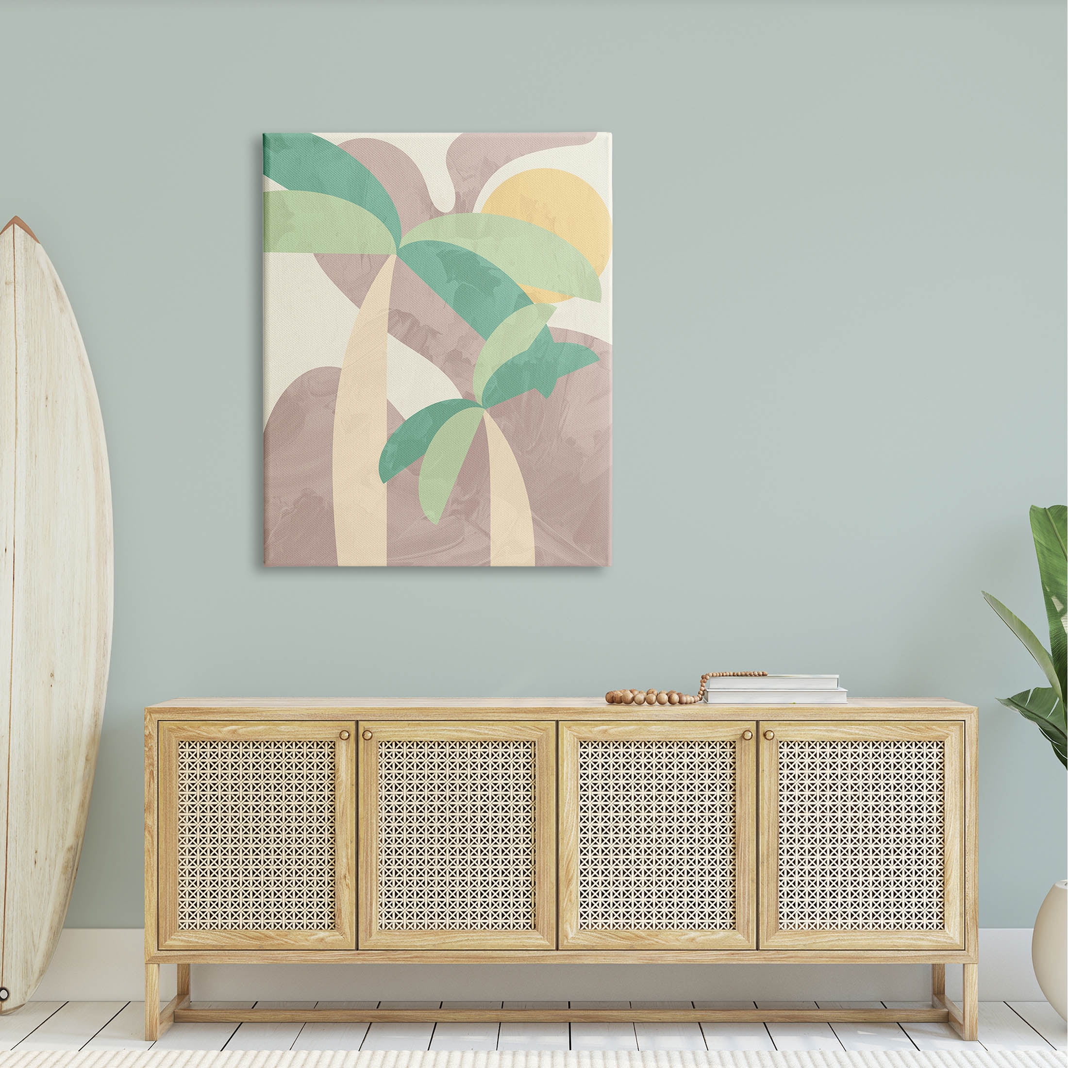 Abstract Summer Palms Shapes Botanical & Floral Graphic Art Gallery Wrapped Canvas Print Wall Art