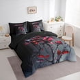thumbnail image 2 of Homewish Black Red Gothic Rose Twin Bedding for Kids, Thorn Floral Spooky Bedding Comforter Set, Black Reversible, 7-Piece, 2 of 7
