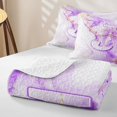 thumbnail image 4 of Manfei Kawaii Monogram J Twin Quilt Set,Marble Pattern Twin Coverlet Set,Purple,2pcs, 4 of 7