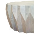 thumbnail image 4 of HomeRoots 579997 32 in. Off White Solid Wood Round Block Coffee Table, 4 of 5