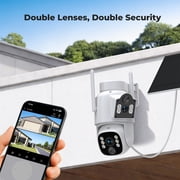 TOGUARD SC56 Solar Wireless Security Camera System Outdoor with 500G Hard Drive 4pcs 2K PTZ Dual Lens Linkage Security Surveillance Cameras Multi-Angle Monitoring