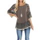 thumbnail image 2 of VISgogo Blusa de media manga para mujer, tops holgados de cuello redondo con estampado floral de leopardo, camisa informal de estilo simple VISgogo moda, 2 of 6