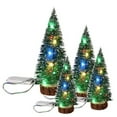 thumbnail image 2 of 5 Pieces Pre-lit Small Christmas Tree Miniature Pine Trees Small Pine Tree with Wooden Bases Tabletop Decor for Xmas Holiday Party Home Decor, 2 of 9