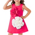 thumbnail image 1 of Tauxra Robe d'Été Sans Manches pour Femmes, Robe de Fête Florale Longueur Genou, Robe Trapèze, Robe Soleil à Imprimé de Fleurs Rouges et Blanches avec Jupe à Volants pour Invitée de Mariage, Cocktail, 1 of 9