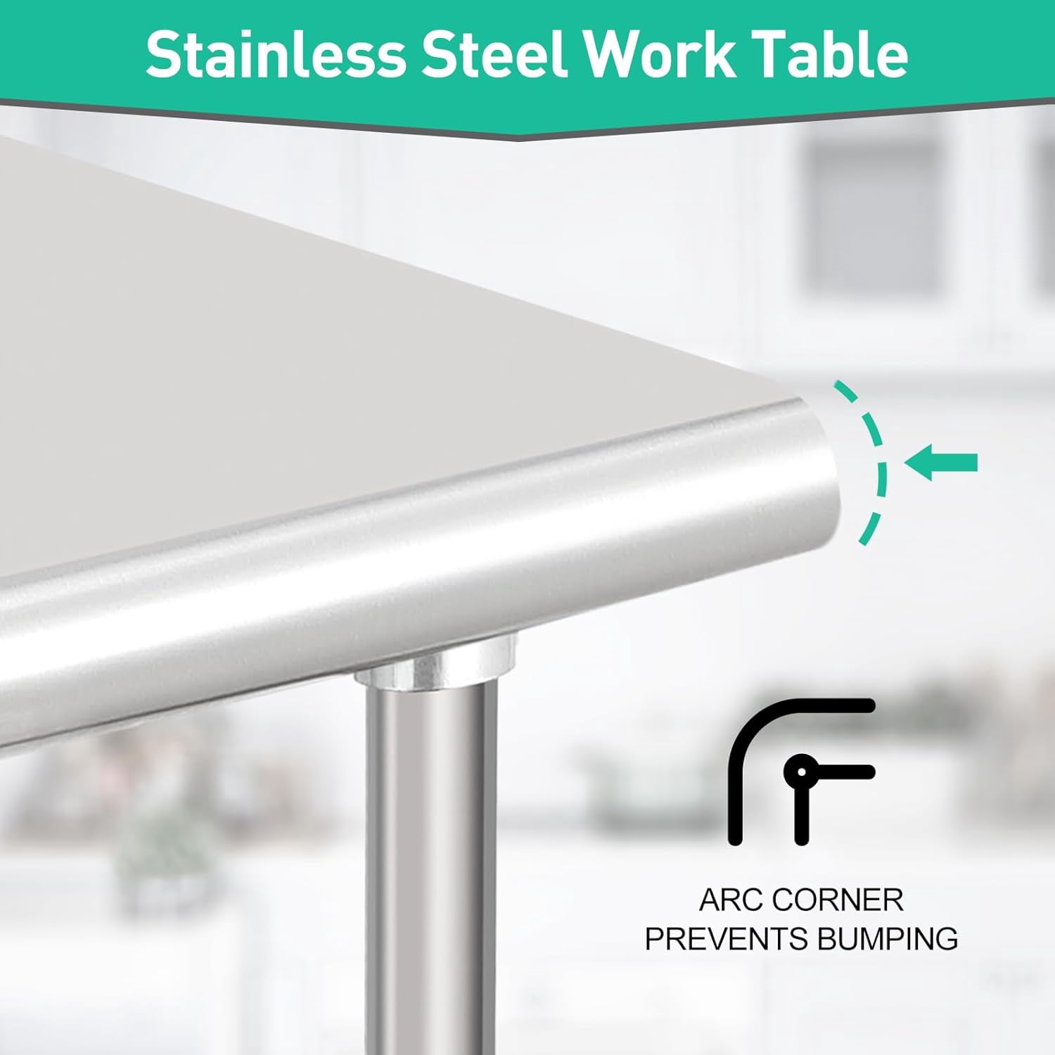 OUTGOODS Stainless Steel Work Table, NSF Commercial Grade, Adjustable Shelf, Silver