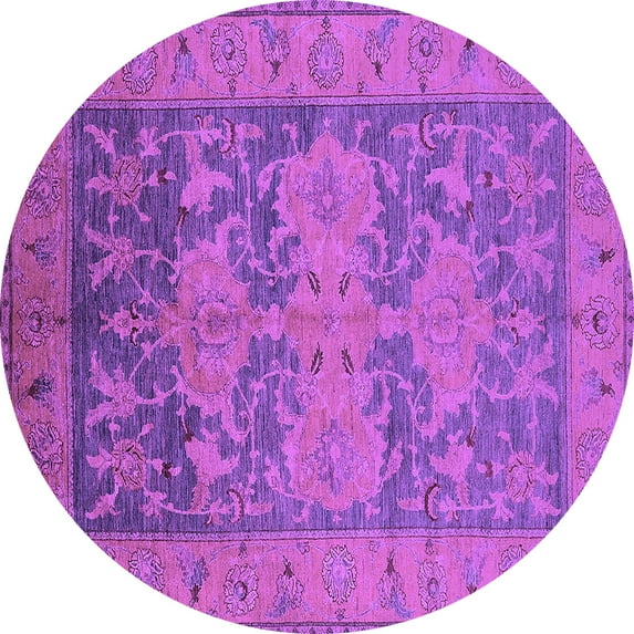 Ahgly Company Indoor Round Oriental Purple Industrial Area Rugs, 8' Round