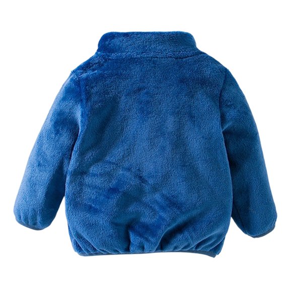 Kids Boys Girls Sherpa Fleece Lined Jacket, Spring Fall Winter Zip up Sweatshirt with Stand Collar Outerwear by Fnhpitd Blue 100