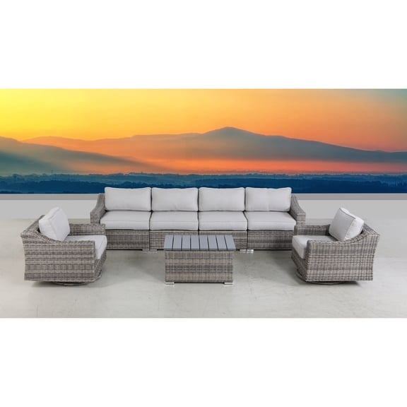 Living Source International 7-piece Wicker Sectional Set with Cushion - Gray