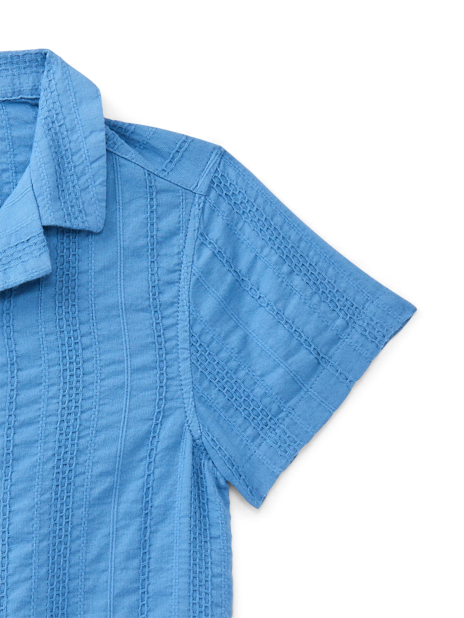 Wonder Nation Boys Cotton Button Up Top with Short Sleeves, Sizes XS-XXL