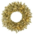 thumbnail image 1 of Vickerman Pre-Lit Tinsel Wreath with 50 Clear Mini Dura-Lit Lights, 24-Inch, Gold Silver, 1 of 2