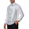 thumbnail image 4 of INSPIRE CHIC Men's Vest V-Neck Slim Fit Double-Breasted Party Disco Prom Nightclub Sequin Vest S Silver, 4 of 5