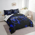 thumbnail image 3 of 7Pcs Kids Bedding Set Twin Size Gamer Console Comforter Set Bed-in-a-Bag Black and Blue Cool Gamepad Gaming Bed Comforter-1 Comforter,1 Flat Sheet,1 Fitted Sheet,2 Pillowcases,2 Throw Pillow Covers, 3 of 6