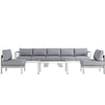 thumbnail image 1 of Modway Shore 6-Piece Aluminum Outdoor Patio Furniture Sectional, Gray, 1 of 7