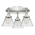 thumbnail image 3 of 916-3C-SN-G42 Innovations Lighting Cone - 3 Light Flush Mount In Art Deco Style-9.5 Inches Tall and 19.5 Inches Wide-Satin Nickel Finish-Clear Glass, 3 of 5