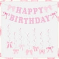 thumbnail image 1 of KAKOWELY 1 juego de banderines con lazos para fiestas, decoraciones colgantes con espirales para cumpleaños de niñas, linda guirnalda de lazos de papel para fiestas de cumpleaños., 1 of 4