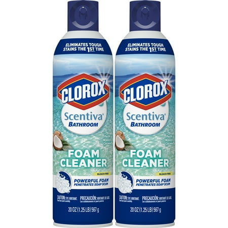 Clorox Scentiva Bathroom Foam Cleaner - Foaming Aerosol Multi-Surface Cleaner - Pacific Breeze & Coconut - 20 Ounce - Pack of (Best Cleaning Supplies For Bathroom)