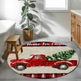 thumbnail image 5 of Red Truck Christmas Round Rug 3ft Washable Circle Entryway Rugs Non Slip Red Black Plaid Xmas Tree Rustic Area Rug Indoor Floor Carpet for Bedroom Kitchen Living Room Home Office Dining Room Nursery, 5 of 8