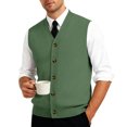 thumbnail image 5 of Resicozy Men's Sleeveless Sweater Vest V-Neck Casual Knit Button Down Solid Color Cardigan Vest Army Green 3XL, 5 of 7
