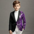 thumbnail image 2 of AOMPMSDX Boys Coat jacket Children's Prom Party Suit Solid Color Fashion Sequin Slim Fit Long Sleeve Youth Lapel Casual Coat 14 Y, 2 of 7