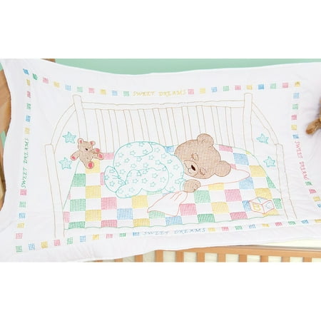 Dempsey Jersey - Jack Dempsey Snuggly Teddy Stamped White Quilt Crib Top, 40