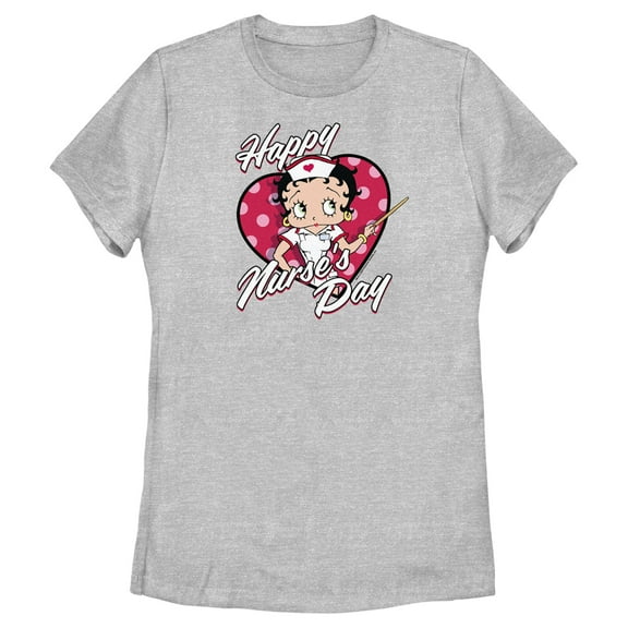 Women's Betty Boop Happy Nurse's Day Graphic Tee Athletic Heather X Large