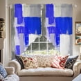 thumbnail image 2 of Blue Grey Swag Curtain Valance for Windows, White Graffiti Art Abstract Oil Painting Style Geometric Window Treatments Short Swag Topper for Kitchen Windows Bathroom Bedroom, 28"x36", 2 of 8